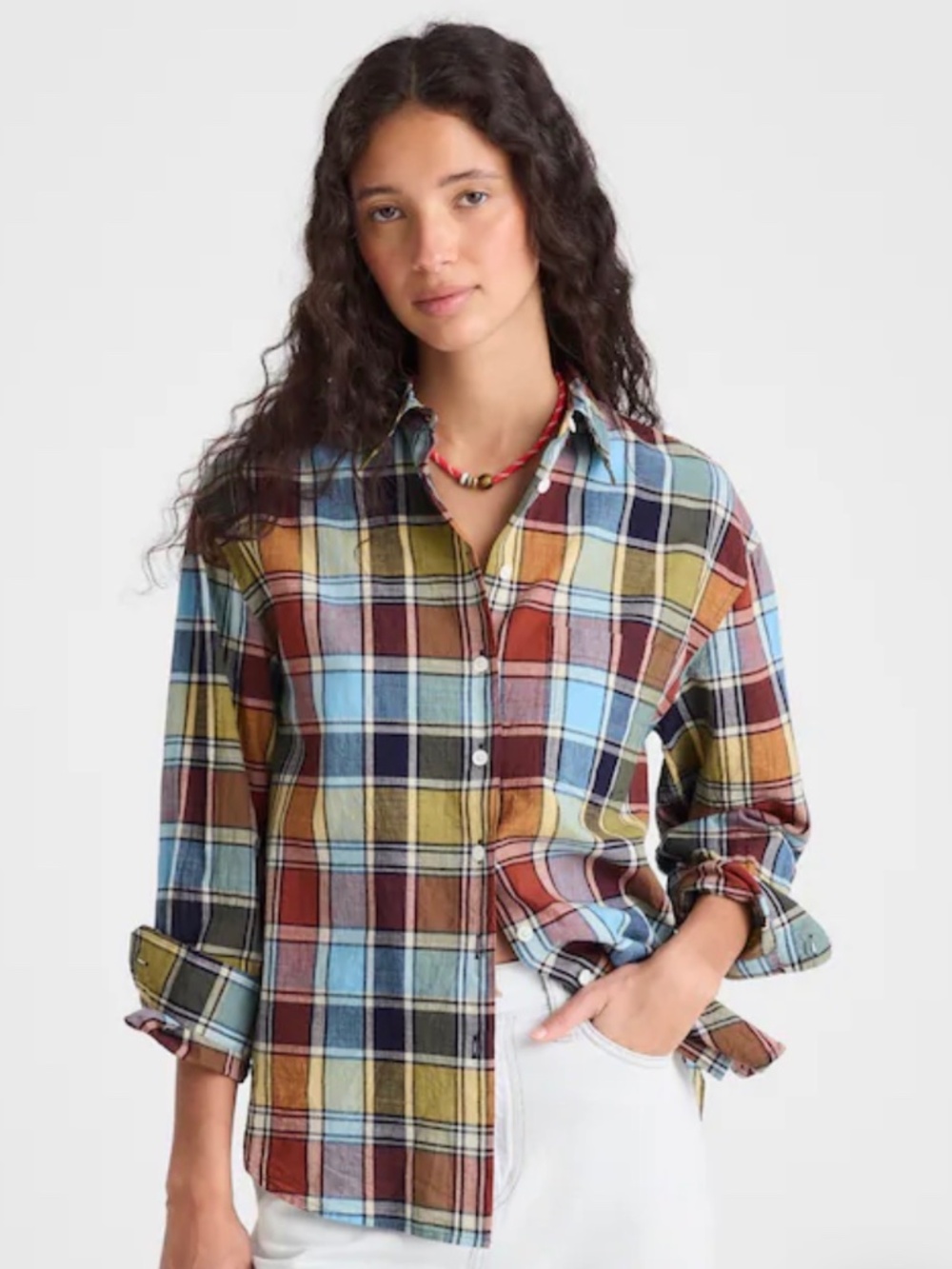 Madewell XL Poplin Easy Shirt in Multi Plaid